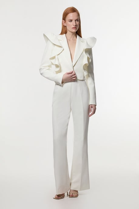 Drama Ruffle Tailored Single Breasted Cropped Blazer - Image 5