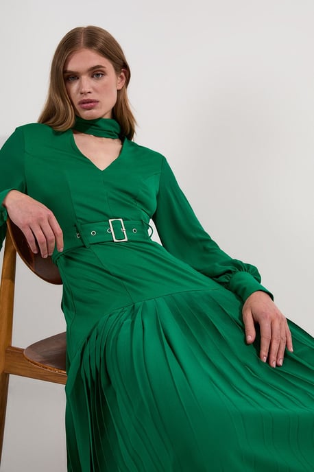 Jersey Ponte Georgette Mix Midi Dress - Image 1
