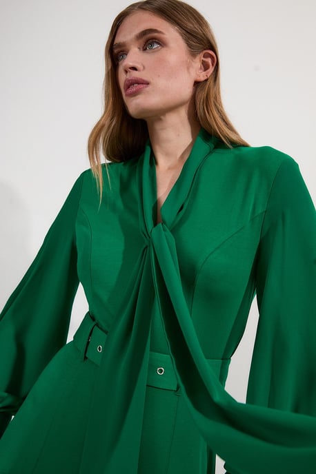 Jersey Ponte Georgette Mix Midi Dress - Image 3
