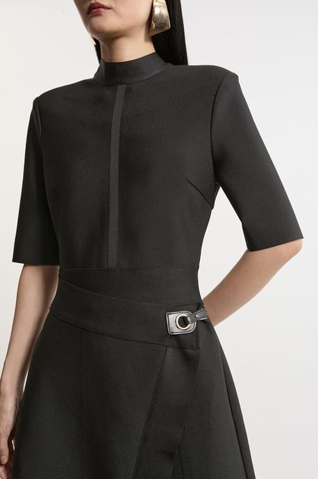 Figure Form Bandage Asymmetric Knit Midi Dress - Image 3