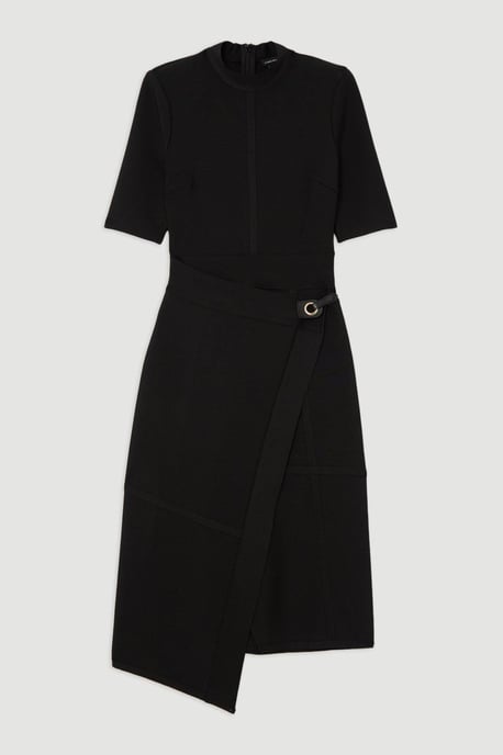 Figure Form Bandage Asymmetric Knit Midi Dress - Image 4