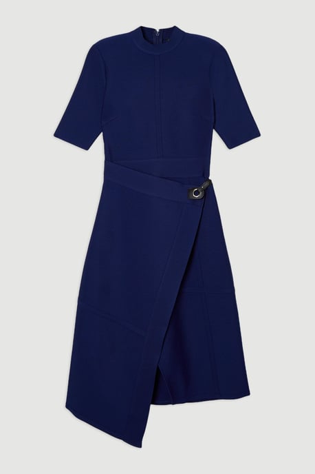 Figure Form Bandage Asymmetric Knit Midi Dress - Image 4
