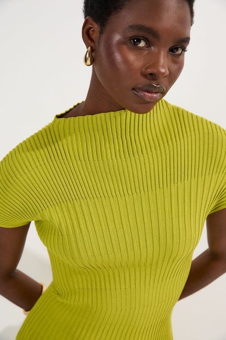 Stitch Detail Knit Midi Dress - Image 2
