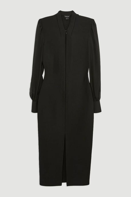 Bandage Figure Form Zip Detail Chiffon Sleeve Knit Dress - Image 4