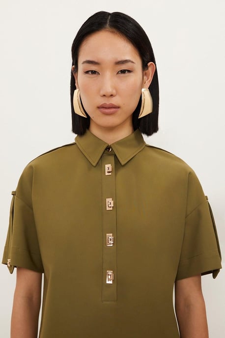 Techno Cotton Woven Short Sleeve Hardwear Detail Shirt - Image 2