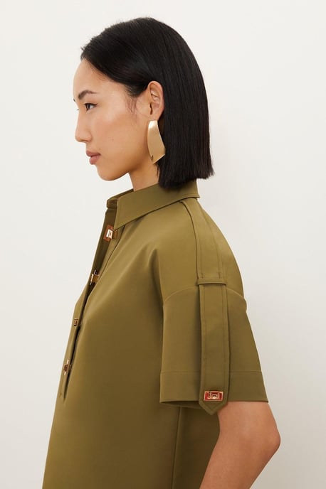Techno Cotton Woven Short Sleeve Hardwear Detail Shirt - Image 3