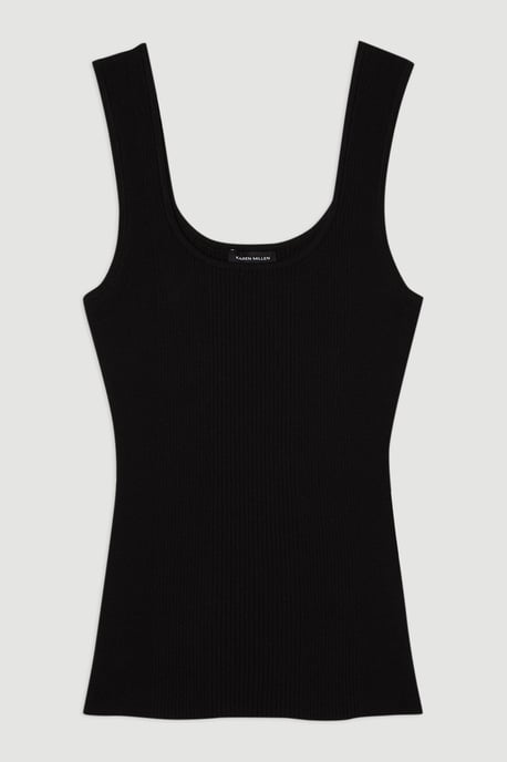 Viscose Blend Rib Knit Square Neck Vest - Image 4