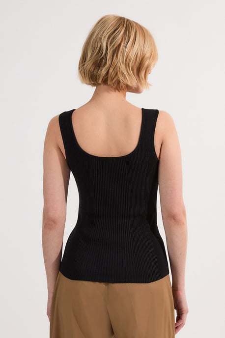Viscose Blend Rib Knit Square Neck Vest - Image 5