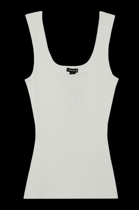 Viscose Blend Rib Knit Square Neck Vest - Image 4