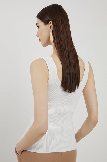 Viscose Blend Rib Knit Square Neck Vest - Image 5