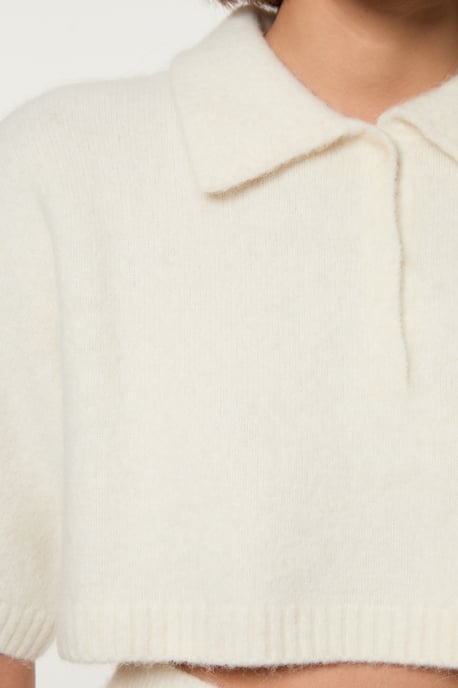 Alpaca Wool Fluffy Knit Polo Top - Image 2