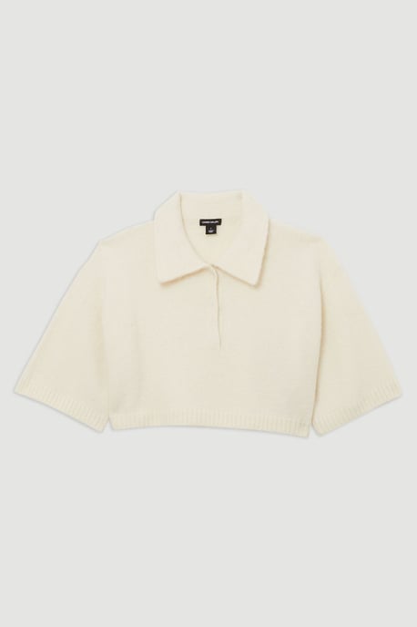 Alpaca Wool Fluffy Knit Polo Top - Image 4