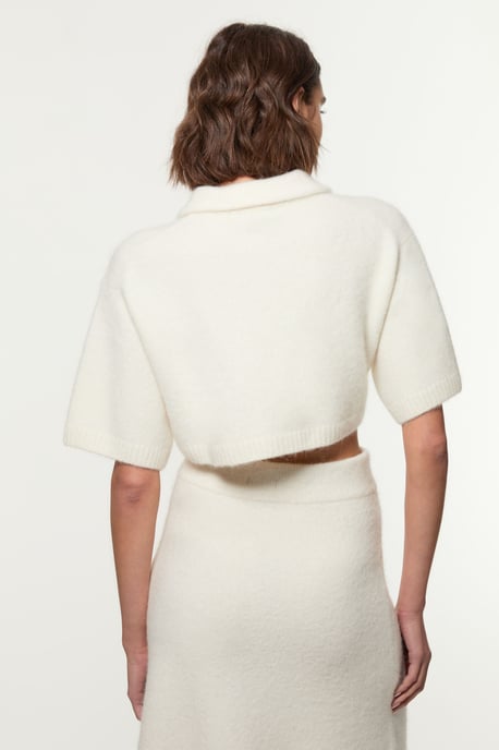 Alpaca Wool Fluffy Knit Polo Top - Image 5