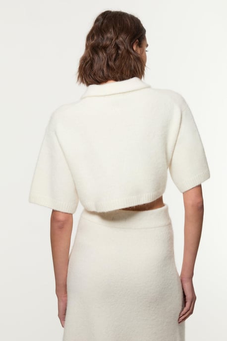 Alpaca Wool Fluffy Knit Polo Top - Image 6
