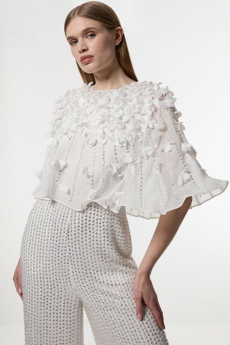 Crystal Applique Angel Sleeve Woven Jumpsuit - Image 2