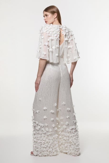 Crystal Applique Angel Sleeve Woven Jumpsuit - Image 5