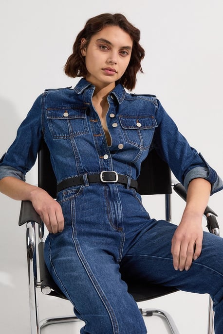 Petite Denim Boiler Jumpsuit - Image 1