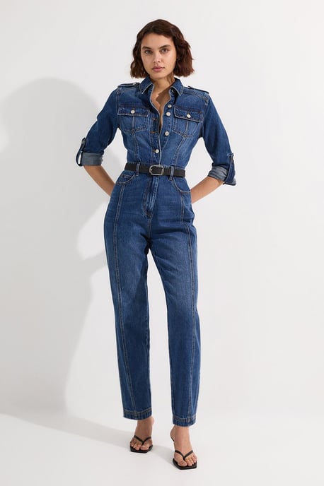 Petite Denim Boiler Jumpsuit - Image 2
