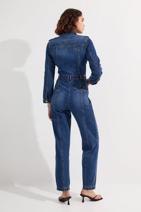 Petite Denim Boiler Jumpsuit - Image 4