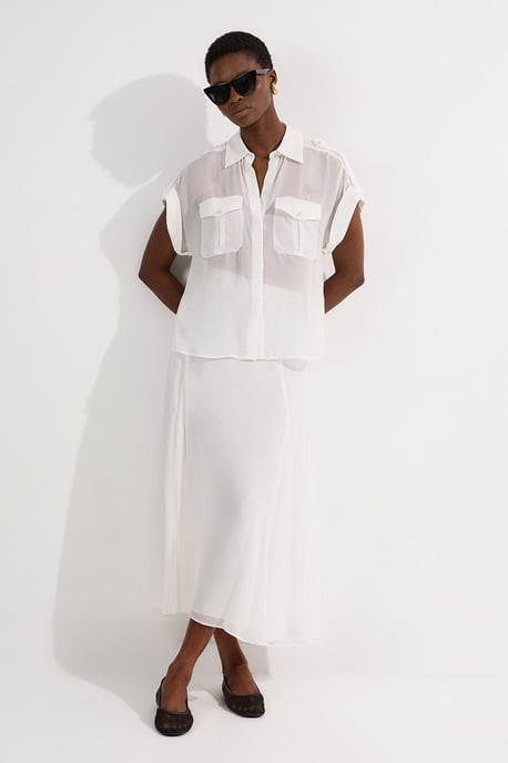 Sheer Viscose Georgette Woven Maxi Skirt - Image 1