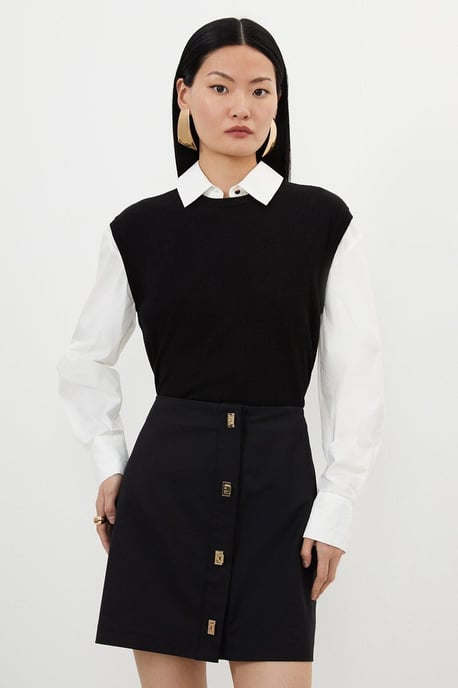 Techno Cotton Woven Skirt With Gold Clasp - Image 1