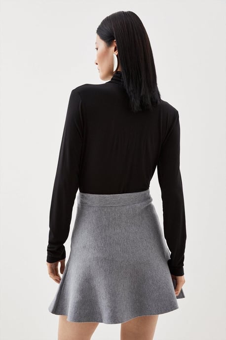 Compact Wool Look Knit Flippy Mini Skirt - Image 3
