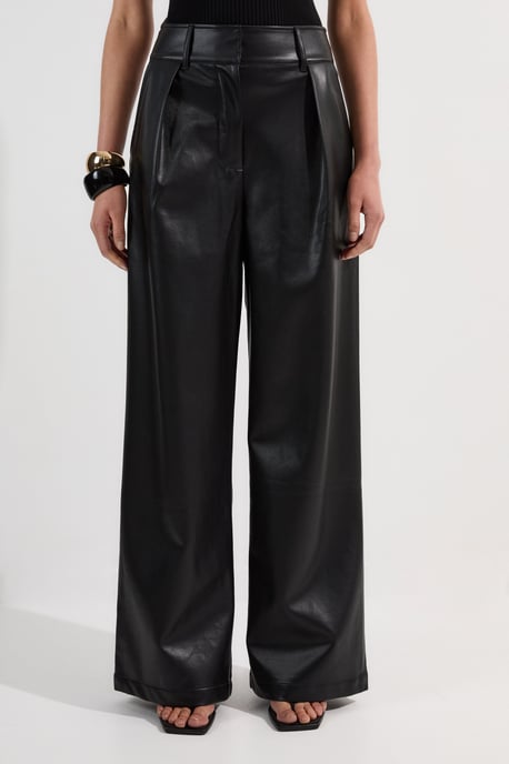 Faux Leather High Waisted Wide Leg Trousers - Image 2