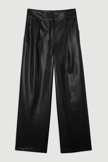 Faux Leather High Waisted Wide Leg Trousers - Image 4
