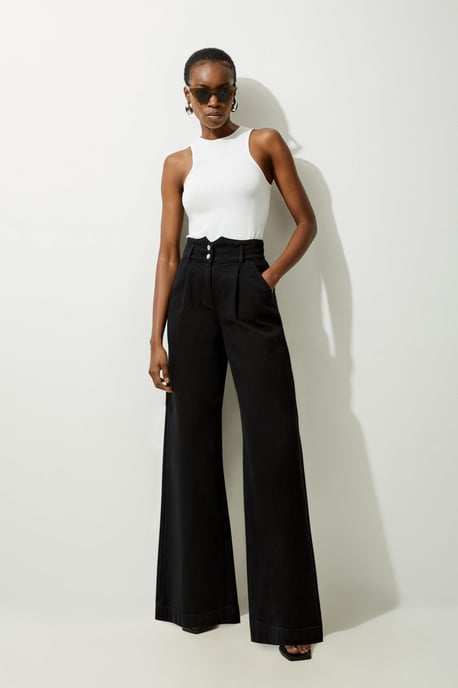 Denim Wide Leg Trousers - Image 1