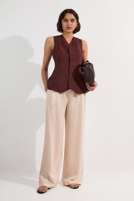 Premium Linen Wide Leg Tailored Trouser - Image 1