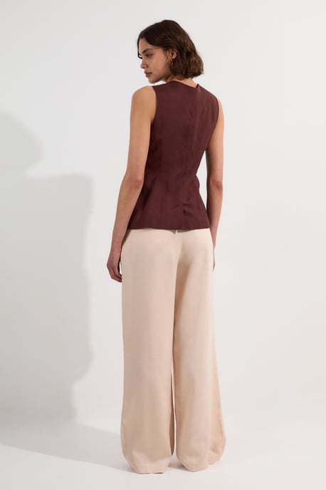Premium Linen Wide Leg Tailored Trouser - Image 5