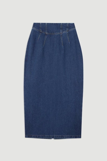 Corset Waist Denim Midi Skirt - Image 4