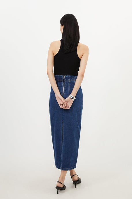 Corset Waist Denim Midi Skirt - Image 6