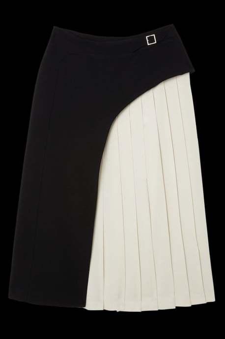 Tailored Buckle Detail Pleated Midi Skirt - Image 4