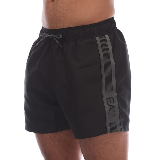 Men's Emporio Armani EA7 Logo Tape Swim Shorts in Black - Image 1