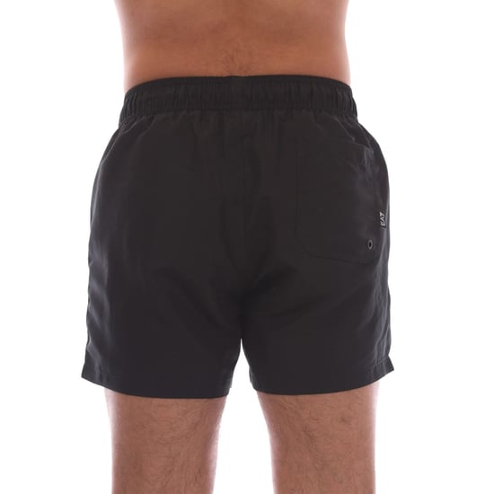 Men's Emporio Armani EA7 Logo Tape Swim Shorts in Black - Image 3
