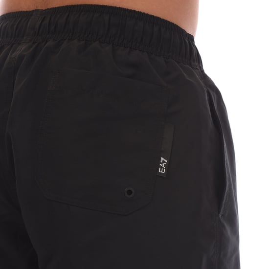 Men's Emporio Armani EA7 Logo Tape Swim Shorts in Black - Image 4