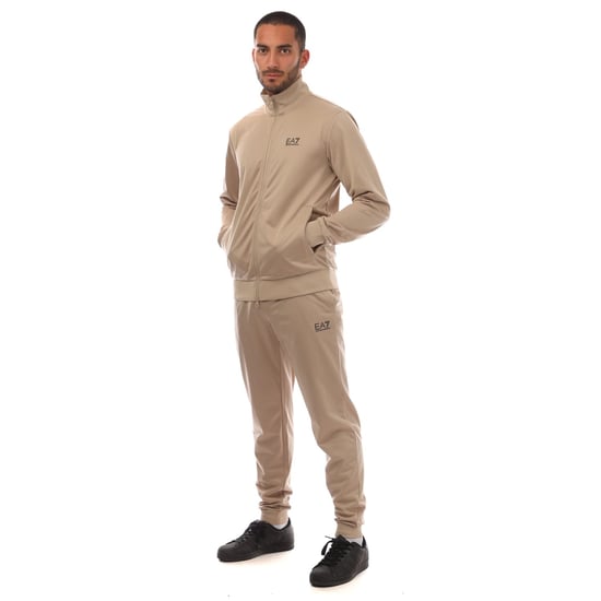 Men's Emporio Armani EA7 Logo Tracksuit in Beige - Image 3