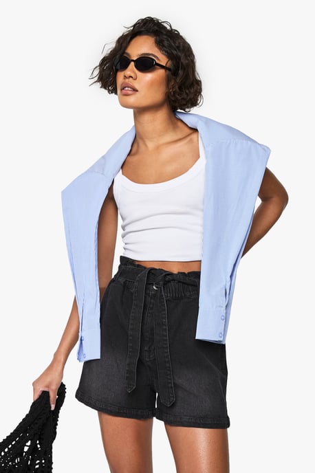 Tall Paper bag Waist Denim Short - Image 1