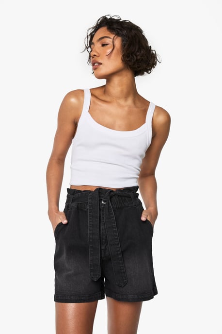Tall Paper bag Waist Denim Short - Image 3