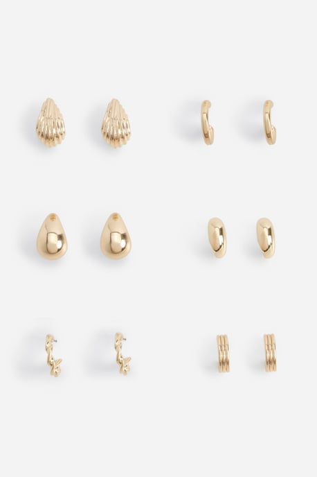 Gold Tear Drop & Hoop Earring 6 Pack - Image 1