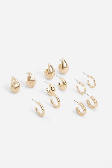 Gold Tear Drop & Hoop Earring 6 Pack - Image 3