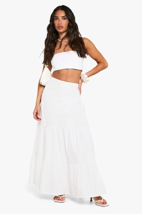 Petite Cotton Poplin Tiered Maxi Skirt - Image 1