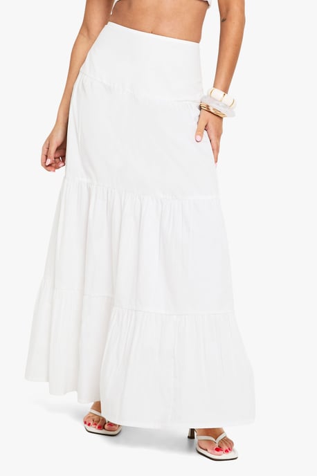 Petite Cotton Poplin Tiered Maxi Skirt - Image 4