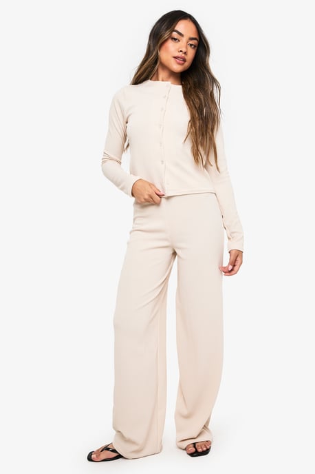 Rib Cardigan and Wide Leg Trouser Co-ord - Image 3