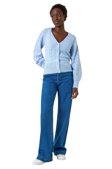 Pointelle Detail Knit Cardigan - Image 2