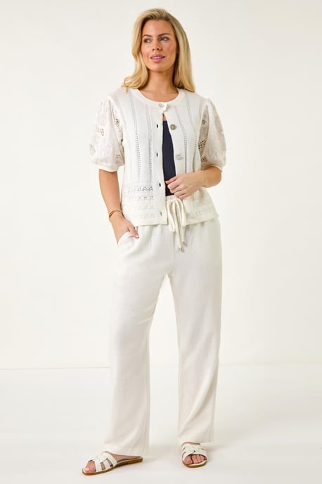 Petite Embroidered Sleeve Knit Cardigan - Image 3