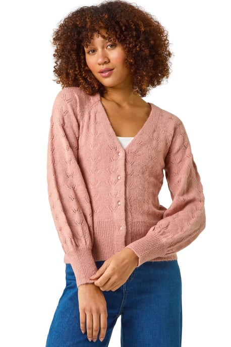 Pointelle Detail Knit Cardigan - Image 1