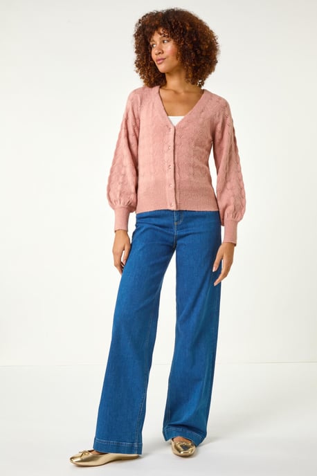 Pointelle Detail Knit Cardigan - Image 2