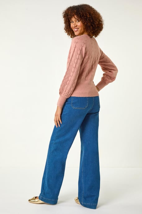 Pointelle Detail Knit Cardigan - Image 3